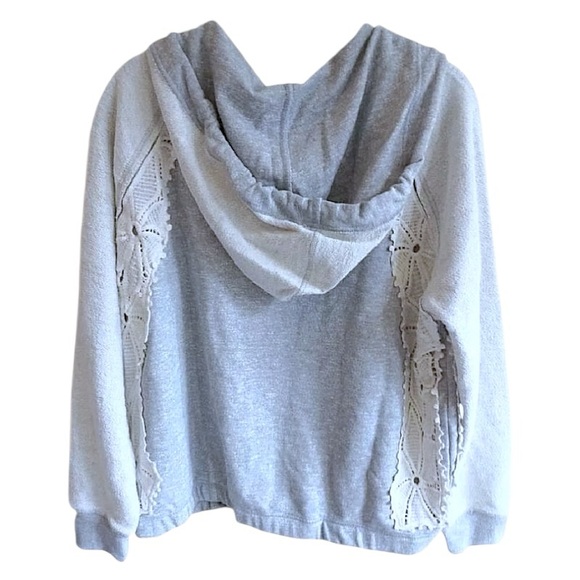 $148 Anthropologie Daisy Lace Top XSmall 0 2 Gray Sweatshirt Hoodie Unique NWT - Picture 11 of 16